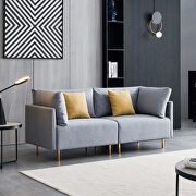 Comfortable gray linen modern sofa additional photo 2 of 9