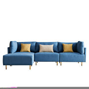 L-shape comfortable blue linen sectional sofa additional photo 5 of 11