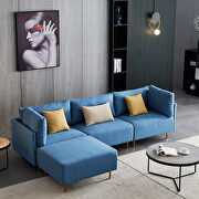 L-shape comfortable blue linen sectional sofa by La Spezia additional picture 6