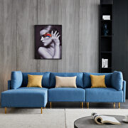 L-shape comfortable blue linen sectional sofa by La Spezia additional picture 7
