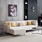 L-shape comfortable beige linen sectional sofa additional photo 3 of 9