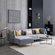 L-shape comfortable gray linen sectional sofa additional photo 5 of 9