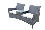 Patio wicker loveseat with build-in coffee table by La Spezia additional picture 12