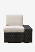 6 pcs rattan wicker sofa sectional furniture brown rattan with beige cushion additional photo 4 of 18