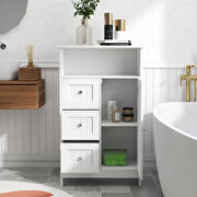 Bathroom standing storage cabinet with 3 drawers and 1 door in white by La Spezia additional picture 2
