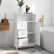 Bathroom standing storage cabinet with 3 drawers and 1 door in white by La Spezia additional picture 6