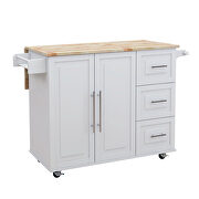 Kitchen island with spice rack towel rack and extensible solid wood top white by La Spezia additional picture 2