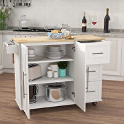 Kitchen island with spice rack towel rack and extensible solid wood top white by La Spezia additional picture 3