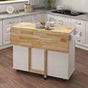Kitchen island with spice rack towel rack and extensible solid wood top white by La Spezia additional picture 4