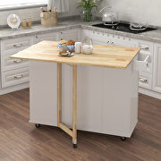 Kitchen island with spice rack towel rack and extensible solid wood top white by La Spezia additional picture 6