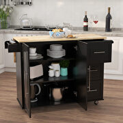 Kitchen island with spice rack towel rack and extensible solid wood top black by La Spezia additional picture 6