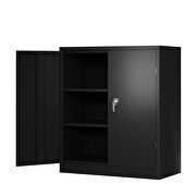 Metal storage cabinet with 2 doors and 2 shelves in black by La Spezia additional picture 4