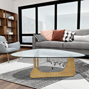 Glass top/ natural wood base coffee table by La Spezia additional picture 2