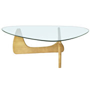 Glass top/ natural wood base coffee table by La Spezia additional picture 3