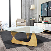Glass top/ natural wood base coffee table by La Spezia additional picture 7