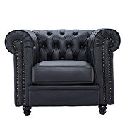 Classic sofa 1-seat black genuine leather solid wood oak feet by La Spezia additional picture 15