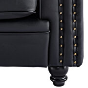 Classic sofa 1-seat black genuine leather solid wood oak feet by La Spezia additional picture 5