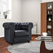Classic sofa 1-seat black genuine leather solid wood oak feet by La Spezia additional picture 8