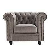 Classic sofa 1-seat gray velvet solid wood oak feet by La Spezia additional picture 12