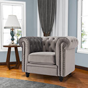Classic sofa 1-seat gray velvet solid wood oak feet by La Spezia additional picture 13