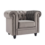 Classic sofa 1-seat gray velvet solid wood oak feet by La Spezia additional picture 16
