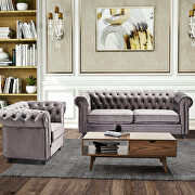 Classic sofa 1-seat gray velvet solid wood oak feet by La Spezia additional picture 6