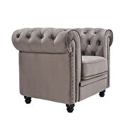 Classic sofa 1-seat gray velvet solid wood oak feet by La Spezia additional picture 7