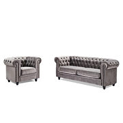 Classic sofa 1-seat gray velvet solid wood oak feet by La Spezia additional picture 8