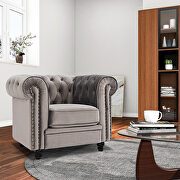 Classic sofa 1-seat gray velvet solid wood oak feet by La Spezia additional picture 10