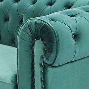 Classic sofa 1-seat green velvet solid wood oak feet additional photo 2 of 19