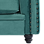 Classic sofa 1-seat green velvet solid wood oak feet additional photo 5 of 19
