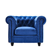 Classic sofa 1-seat blue velvet solid wood oak feet by La Spezia additional picture 11