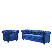 Classic sofa 1-seat blue velvet solid wood oak feet by La Spezia additional picture 15