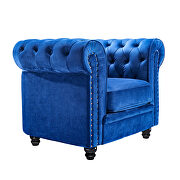 Classic sofa 1-seat blue velvet solid wood oak feet by La Spezia additional picture 17