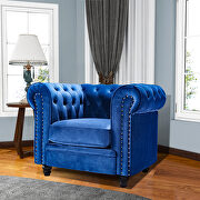 Classic sofa 1-seat blue velvet solid wood oak feet by La Spezia additional picture 18