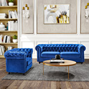 Classic sofa 1-seat blue velvet solid wood oak feet by La Spezia additional picture 19