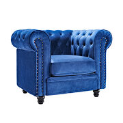 Classic sofa 1-seat blue velvet solid wood oak feet by La Spezia additional picture 6