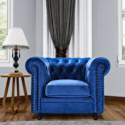 Classic sofa 1-seat blue velvet solid wood oak feet by La Spezia additional picture 9