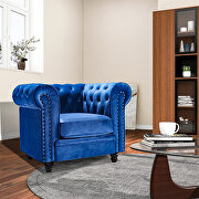 Classic sofa 1-seat blue velvet solid wood oak feet by La Spezia additional picture 10