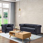 Classic sofa loveseat genuine leather solid wood oak feet additional photo 2 of 19