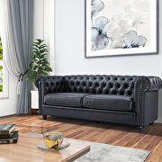 Classic sofa loveseat genuine leather solid wood oak feet by La Spezia additional picture 11