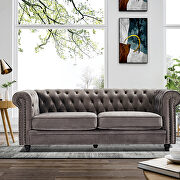 Classic sofa loveseat gray velvet solid wood oak feet by La Spezia additional picture 11