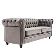 Classic sofa loveseat gray velvet solid wood oak feet by La Spezia additional picture 12