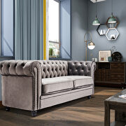 Classic sofa loveseat gray velvet solid wood oak feet by La Spezia additional picture 15