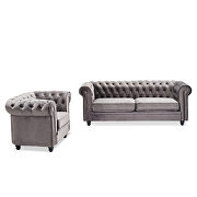 Classic sofa loveseat gray velvet solid wood oak feet by La Spezia additional picture 3