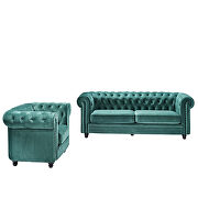 Classic sofa loveseat green velvet solid wood oak feet by La Spezia additional picture 2