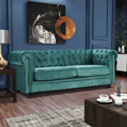 Classic sofa loveseat green velvet solid wood oak feet by La Spezia additional picture 20