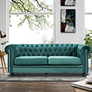 Classic sofa loveseat green velvet solid wood oak feet by La Spezia additional picture 3