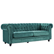 Classic sofa loveseat green velvet solid wood oak feet by La Spezia additional picture 4