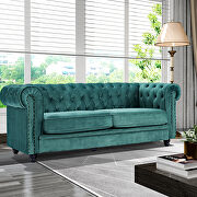 Classic sofa loveseat green velvet solid wood oak feet by La Spezia additional picture 5